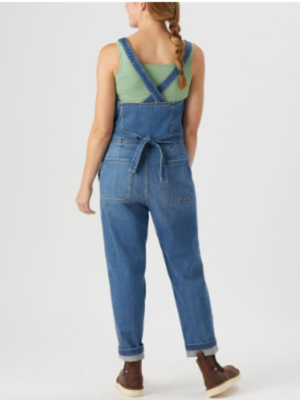 Women’s Denim Overall Jumpsuit Size 10 Tie Waist Bib Overalls - Picture 2 of 10